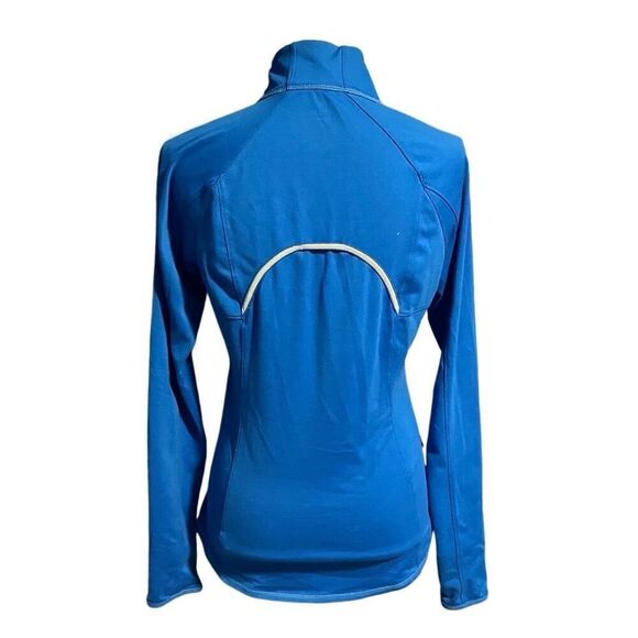 Athleta Half Zip Reflective Running Wild Pullover Top Cobalt Blue Size Medium - Picture 2 of 8